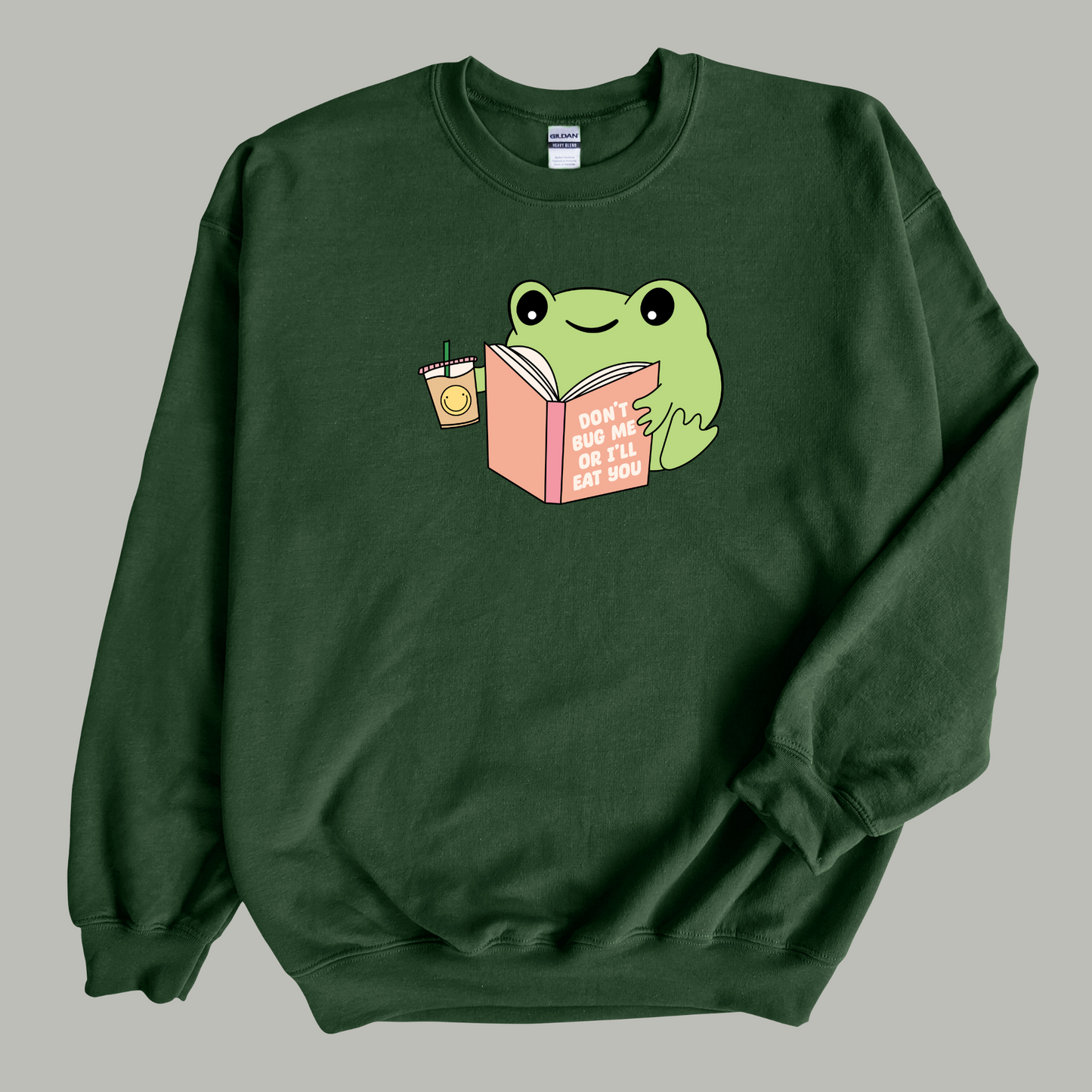 'Don't Bug Me Or I'll Eat You' Reading Frog Sweatshirt